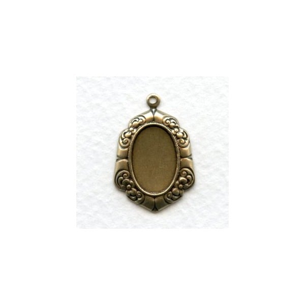 Floral Edge Pendant Setting Oxidized Brass 14x10mm (6) - Image 2
