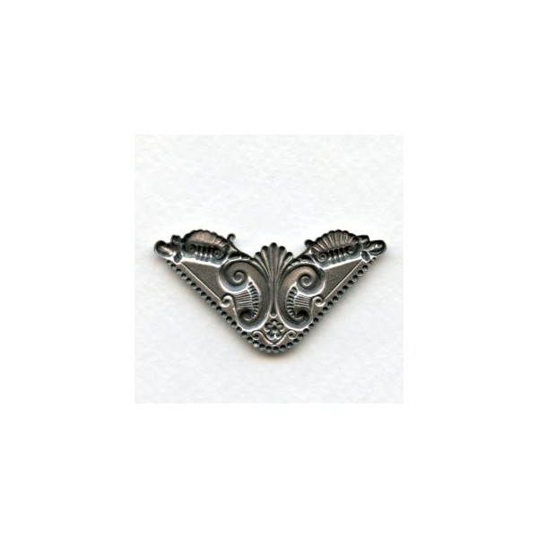 Ornate Corner Flourish Oxidized Silver Stampings (4) - Image 2