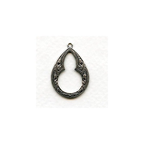 Moroccan Style Oxidized Silver Pendant Hoops 29mm (6)