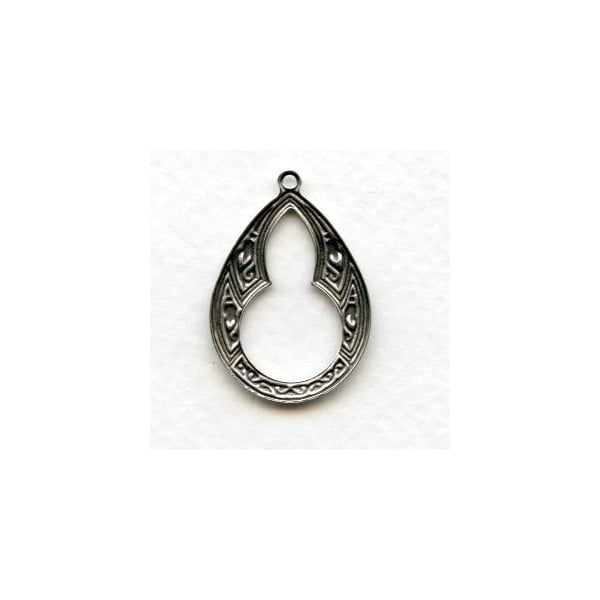Moroccan Style Oxidized Silver Pendant Hoops 29mm (6) - Image 2