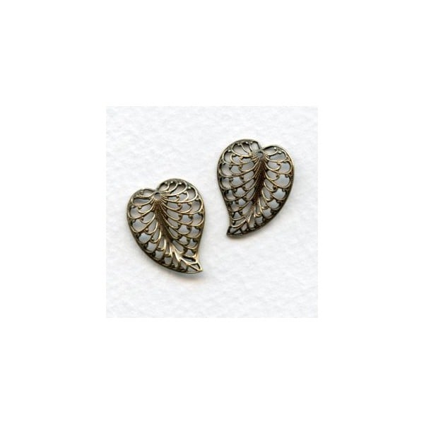 Filigree Leaves with Hole 20mm Oxidized Brass (3 sets)