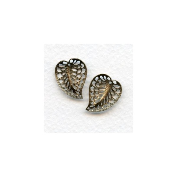 Filigree Leaves with Hole 20mm Oxidized Brass (3 sets) - Image 2