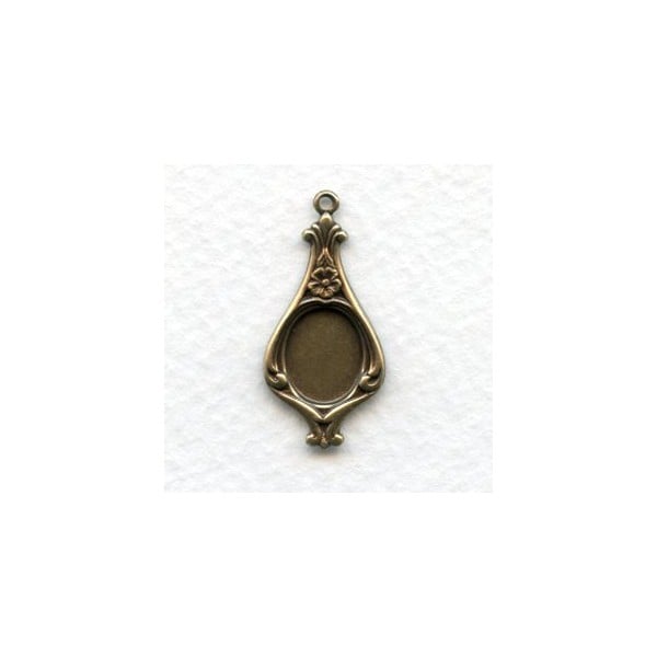 Pendant Fancy Setting Drop Style 10x8mm Oxidized Brass (12)