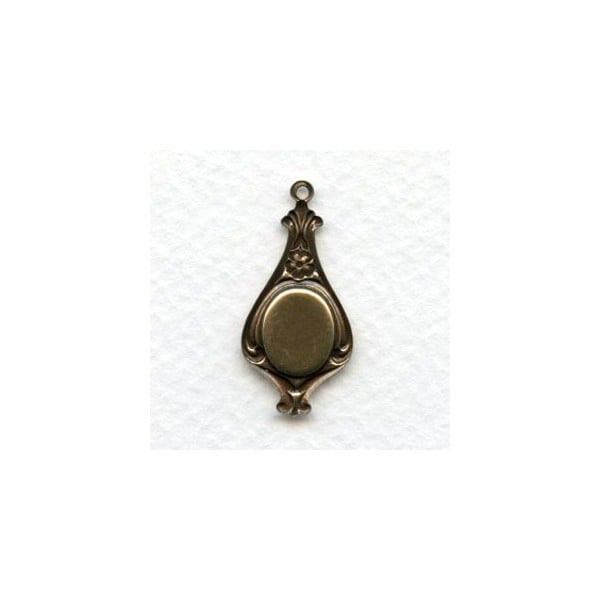 Pendant Fancy Setting Drop Style 10x8mm Oxidized Brass (12) - Image 2
