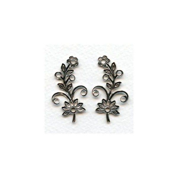 Flowers with Rivet Holes Oxidized Silver (3 Pairs) - Image 2