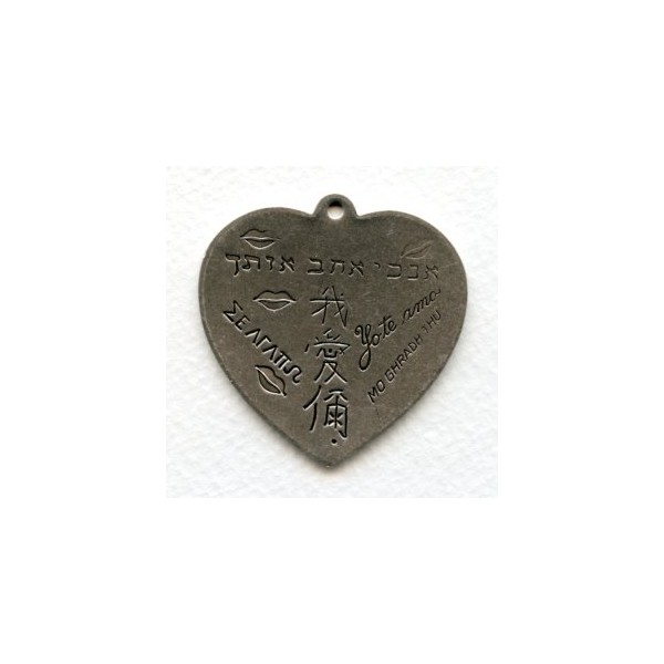 I Love You in Many Languages Heart Charm Silver (1) - Image 2