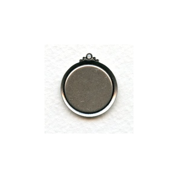 Elegant Simple Setting Pendants 18mm Oxidized Silver (6) - Image 2