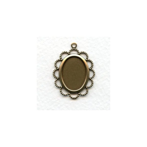 Filigree 18x13mm Settings Oxidized Brass - Flat (6)