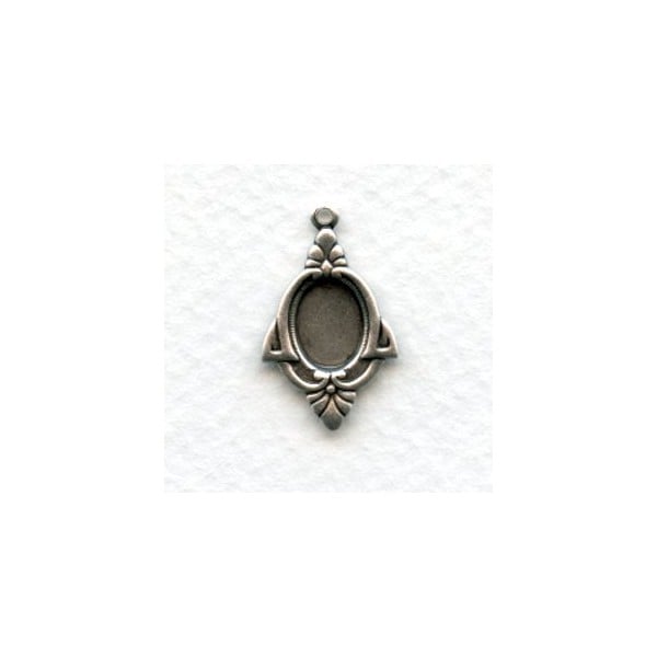 Art Deco Style 8x6mm Settings Oxidized Silver (12)