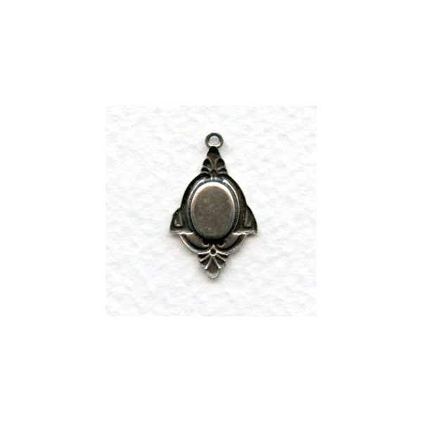 Art Deco Style 8x6mm Settings Oxidized Silver (12) - Image 2