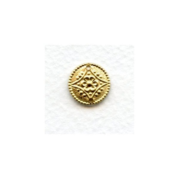 Floral Discs with Two Holes Raw Brass (6)
