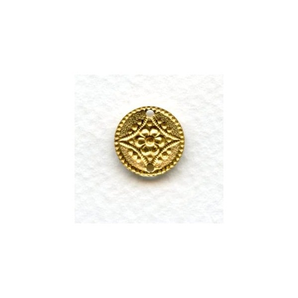 Floral Discs with Two Holes Raw Brass (6) - Image 2