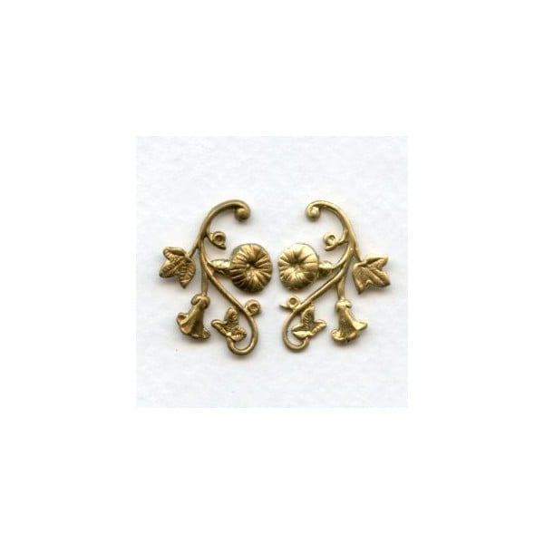 Morning Glory Right and Left Flourishes Raw Brass (1 set)