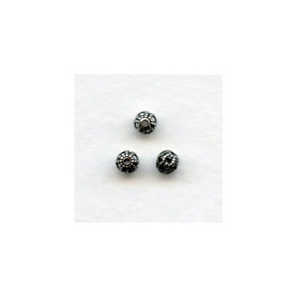 Filigree Round Spacer Beads 4mm Oxidized Silver (24)