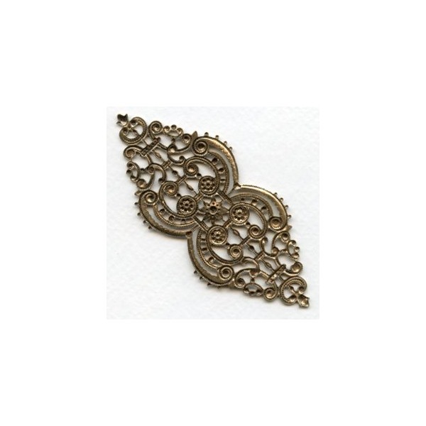 Oval Filigree Oxidized Brass 4 Inches (1) - Image 2