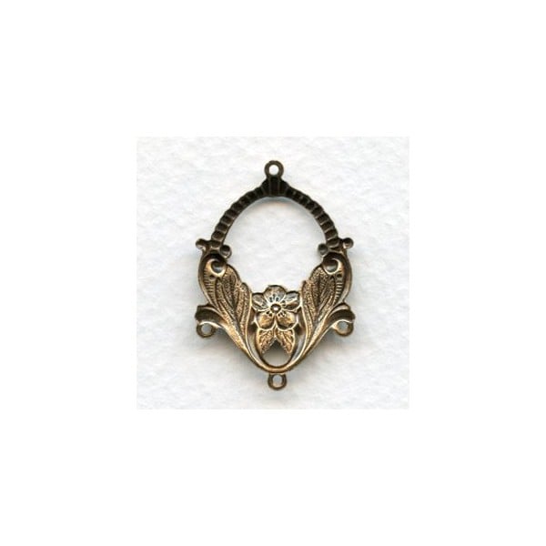 Ornate Floral 3 Strand Connectors Oxidized Brass (4) - Image 2