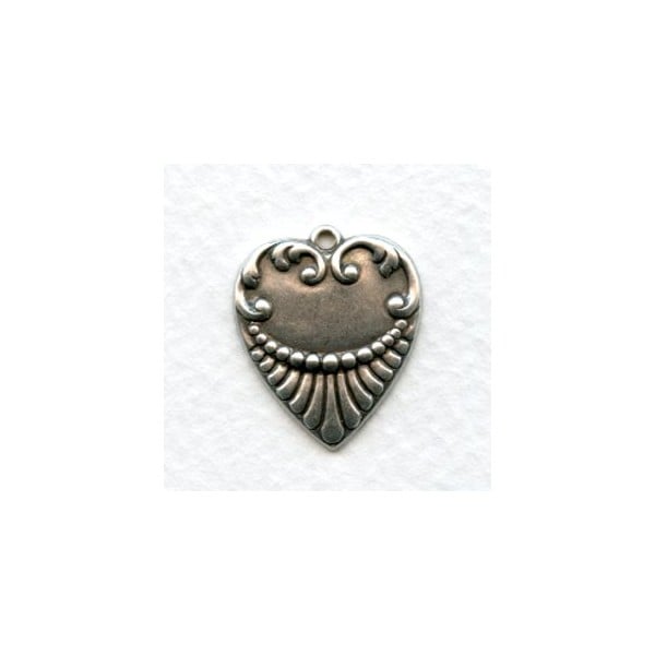 Heart Pendant Charms Oxidized Silver 21.5mm (6)
