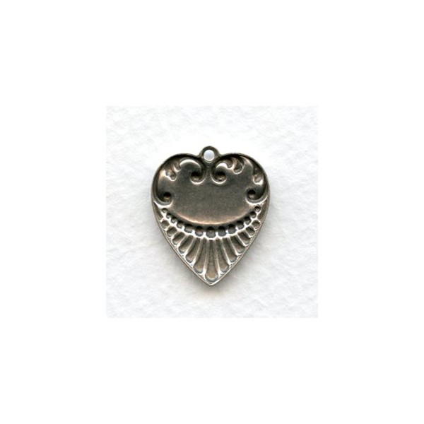 Heart Pendant Charms Oxidized Silver 21.5mm (6) - Image 2