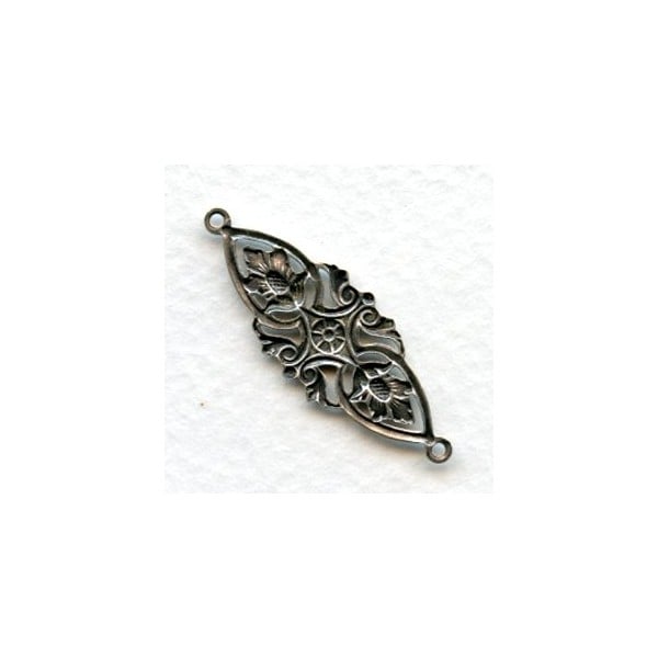 Floral Openwork Connector Oxidized Silver 35mm (6) - Image 2