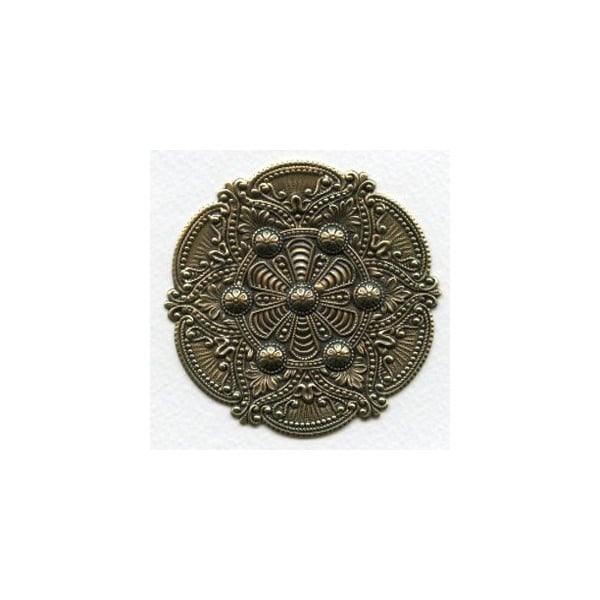 Splendid Gothic Details Oxidized Brass Medallion 72mm (1)
