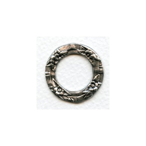 Floral Porthole Settings Oxidized Silver 28.5mm (3)