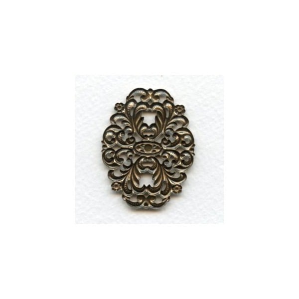 Oval Floral Stamping Oxidized Brass 45x35mm (1) - Image 2