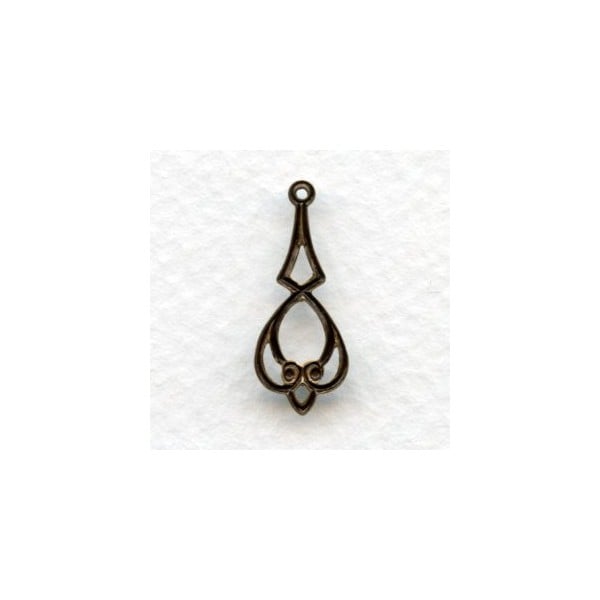 Dainty Filigree 22mm Pendants Oxidized Brass (6) - Image 2