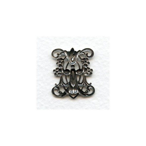 Art Nouveau Style Floral Lily Connector 24mm Silver (2) - Image 2