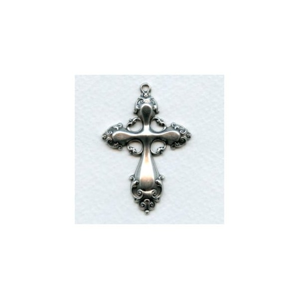 Ornate 47mm Cross Pendant Oxidized Silver (1)