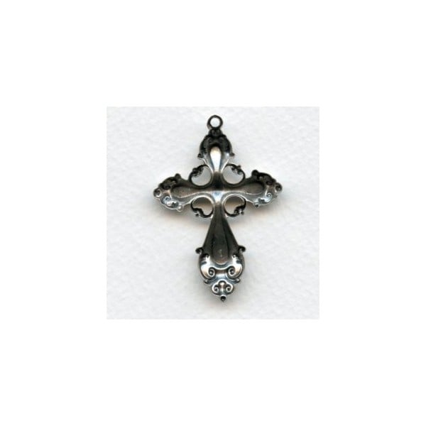 Ornate 47mm Cross Pendant Oxidized Silver (1) - Image 2