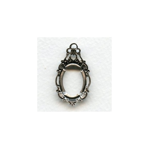 Ornate Drop Pendant Setting 18x13mm Oxidized Silver (1) - Image 2