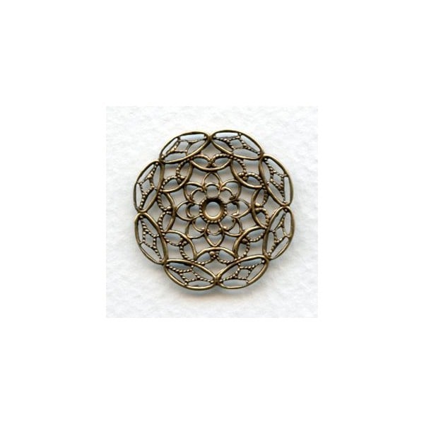Filigree Small 28mm Round Oxidized Brass Stampings (6)