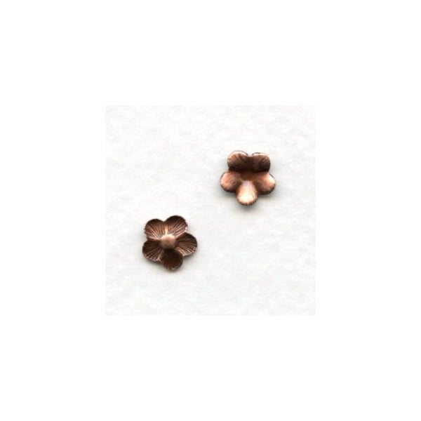 Tiny Flowers 7mm Oxidized Copper with Textured Petals (24)