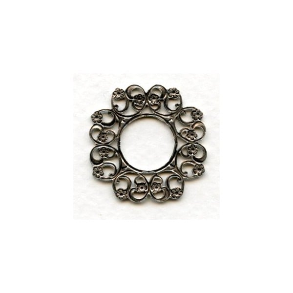 Floral Filigree 28mm Frames Oxidized Silver (6)