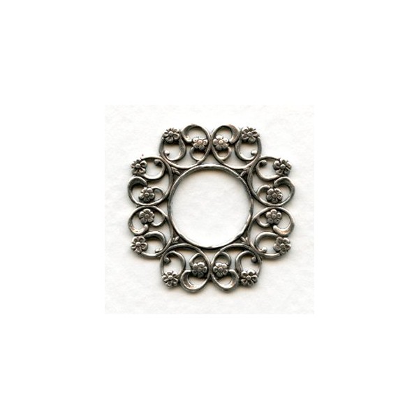 Floral Filigree 28mm Frames Oxidized Silver (6) - Image 2