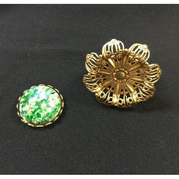 Adjustable Ring with Filigree Flower Setting Oxidized Brass (1) - Image 4