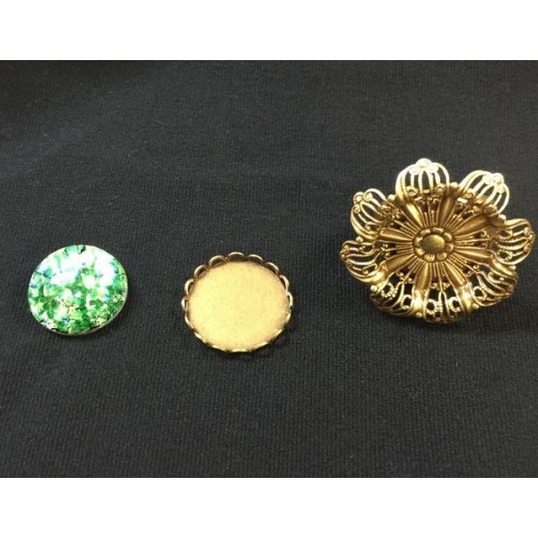 Lace Edge Settings Round 20mm Oxidized Brass (12) - Image 2