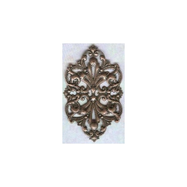 ^Large Oval Openwork Stamping Oxidized Copper