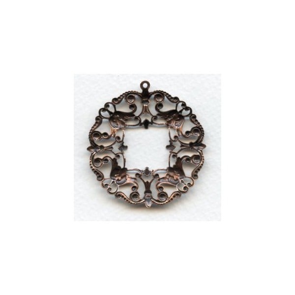 Ornately Detailed Filigree Pendant Frame Oxidized Copper (1) - Image 2