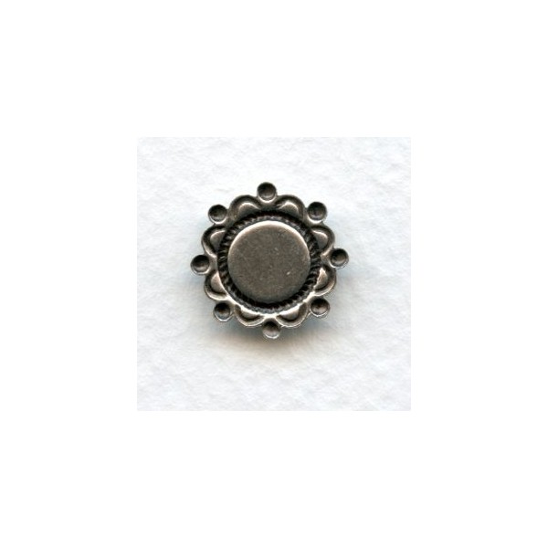 Ornate Details Oxidized Silver Settings 7mm (6) - Image 2