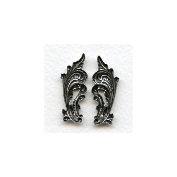 Ornate Leaves 33mm Flourishes Oxidized Silver (1 set) - Image 2