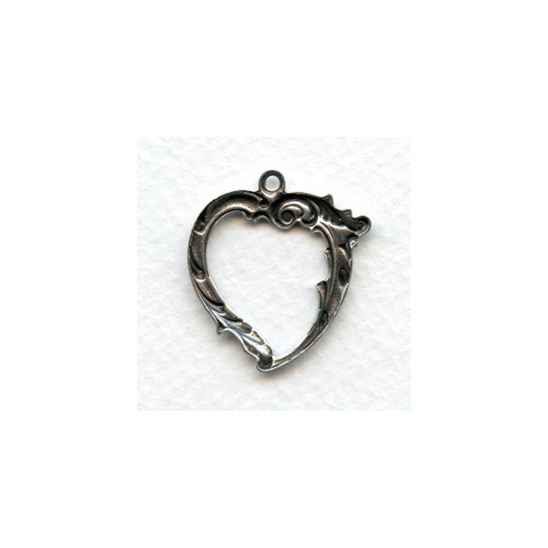 Open Hearts with Loop Oxidized Silver 27mm (6) - Image 2
