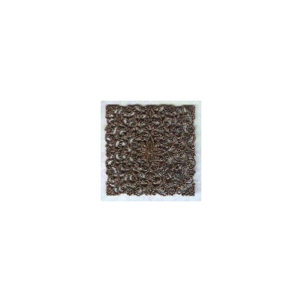 ^Large Ornate Filigree Square Oxidized Copper