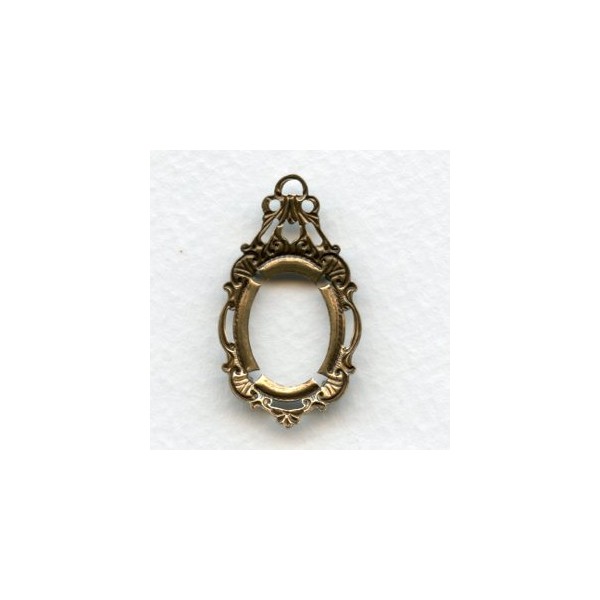 Ornate Drop Pendant Setting 18x13mm Oxidized Brass (1) - Image 2