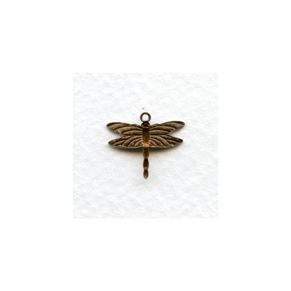 Dragonfly Charms Upturned Wings Oxidized Brass (12) - Image 2