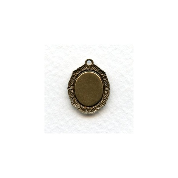 Ornate Pendant Settings 12x10mm Oxidized Brass (12) - Image 2