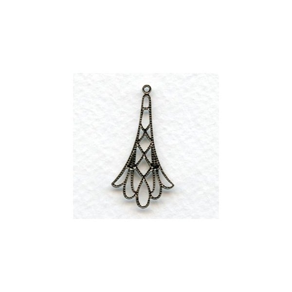 Filigree Drop Connectors Oxidized Silver 32mm (6) - Image 2