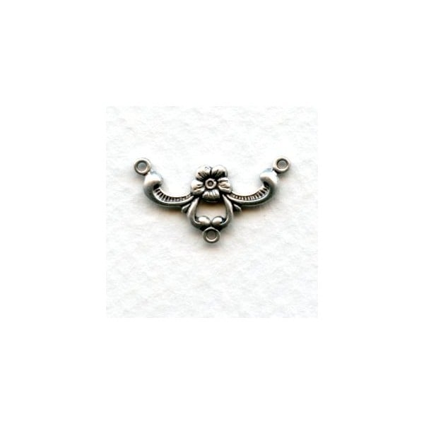 Flower and Ribbon Effect Connector Oxidized Silver (6)