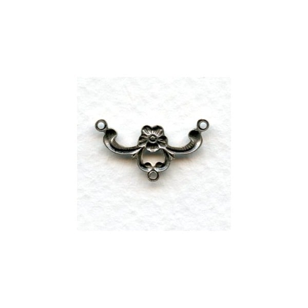 Flower and Ribbon Effect Connector Oxidized Silver (6) - Image 2