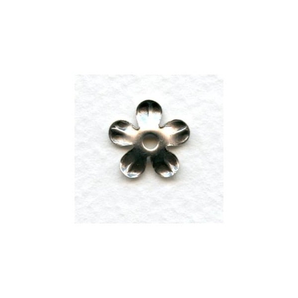 Smooth 5 Petal Flowers Oxidized Silver 13mm (12) - Image 2